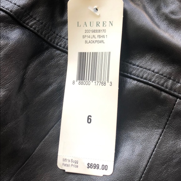 LAUREN 100% Leather Moto Jacket NWT - Picture 7 of 8